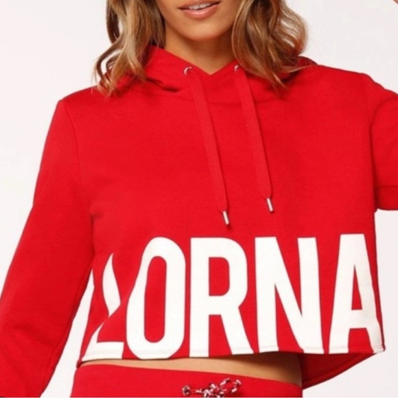 Lorna Jane Tops - Lorna Jane Red Crop Hoodie Sweatshirt